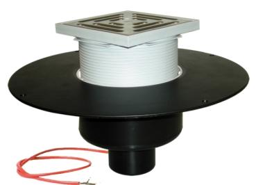 Dachablauf DN125 senkrecht mit PP-Kragen und Heizung (10-30W/230V). Begehbar - 148x148mm / 137x137mm  HL62.1BF/2
